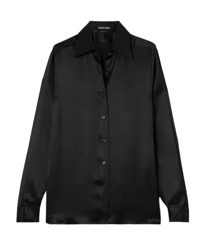 Tom Ford Silk-charmeuse Shirt In Black