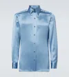 Tom Ford Silk Charmeuse Shirt In Blue