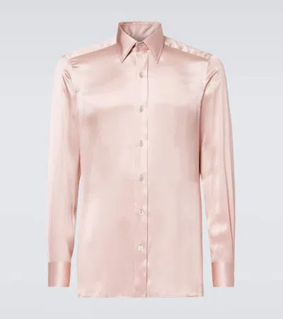 Tom Ford Hemd Aus Seidencharmeuse In Pink