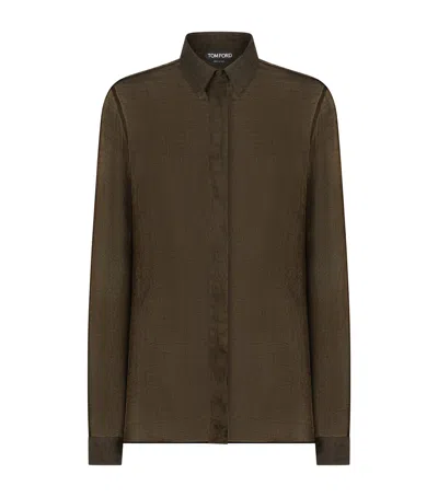 Tom Ford Silk Chiffon Shirt In Brown