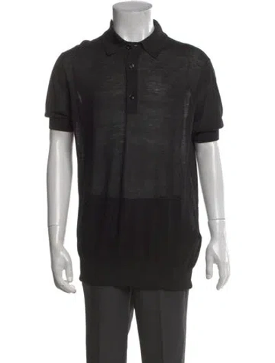 Pre-owned Tom Ford Silk Collar Polo Sweater W/ Tags In Black