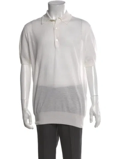 Pre-owned Tom Ford Silk Collar Polo Sweater W/ Tags In Neutral