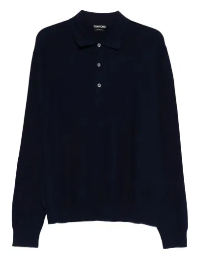 Tom Ford Silk Cotton Pique Polo Clothing In Blue