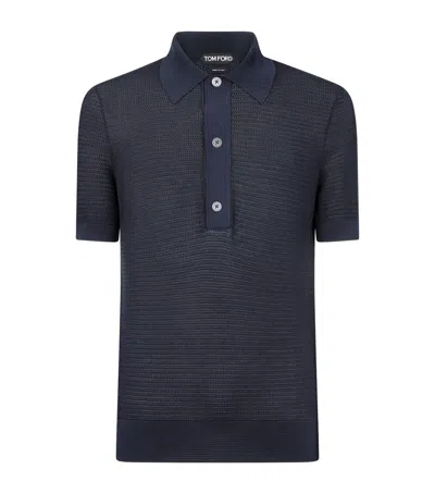 Tom Ford Cotton-silk Polo Shirt In Black
