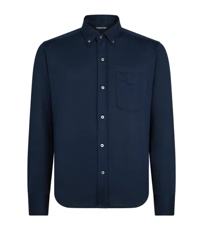 Tom Ford Silk-cotton Shirt In Navy