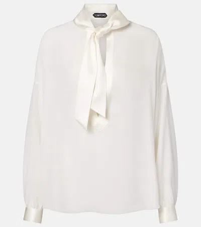 Tom Ford Silk Crêpe De Chine Blouse In White