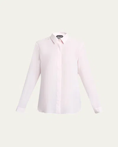Tom Ford Silk Crepe De Chine Button-down Blouse In White