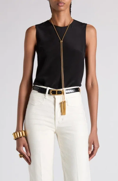 Tom Ford Silk Crêpe De Chine Sleeveless Top In Lb999 Black