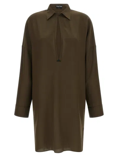 Tom Ford Silk Crêpe De Chine Tunic In Olive