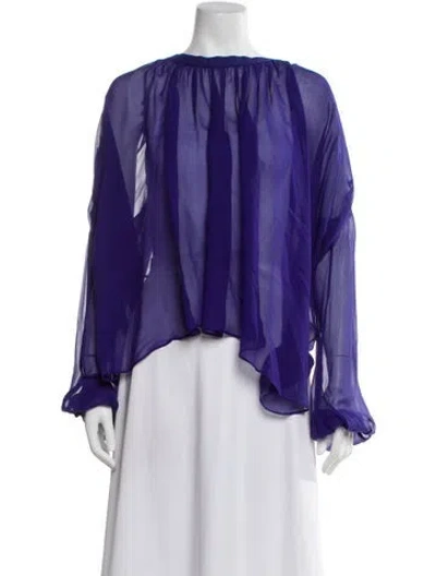 Pre-owned Tom Ford Silk Crew Neck Blouse In Blue