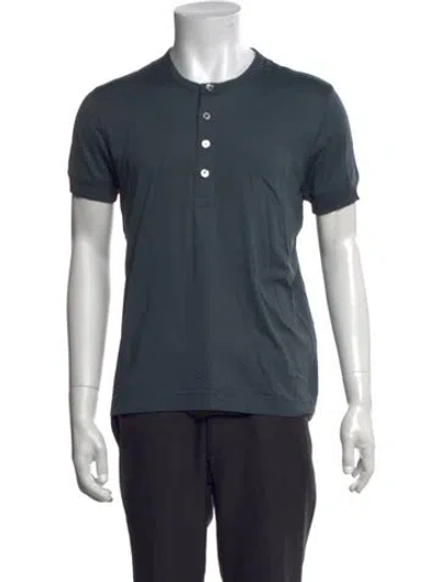 Pre-owned Tom Ford Silk Crew Neck Henley In Blue