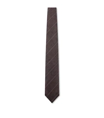 Tom Ford Silk Diagonal Tie In Brown