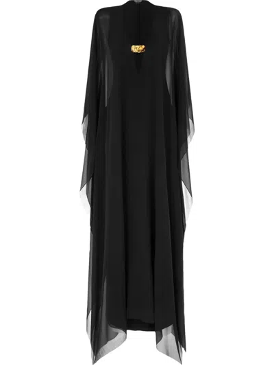Tom Ford Deep V-neck Silk Georgette Long Dress In Black