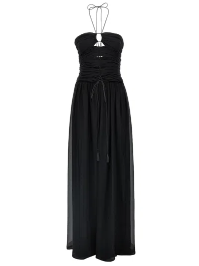 Tom Ford Cut-out Detail Silk Maxi Dress In Black