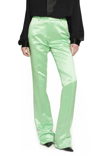 Tom Ford Silk Duchesse Tailored Trousers In Green