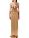 Tom Ford Silk Evening Dress In Brown