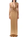 Tom Ford Silk Evening Dress In Brown