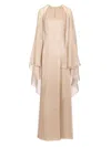 Tom Ford Asymmetric Cape Maxi Dress In Beige