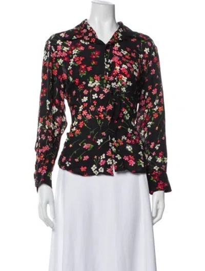 Pre-owned Tom Ford Silk Floral Print Blouse In Multi