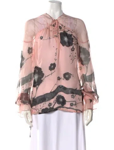 Pre-owned Tom Ford Silk Floral Print Blouse In Pink
