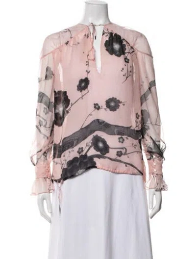Pre-owned Tom Ford Silk Floral Print Blouse In Pink