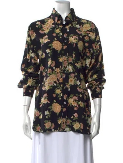 Pre-owned Tom Ford Silk Floral Print Button-up Top In Multi