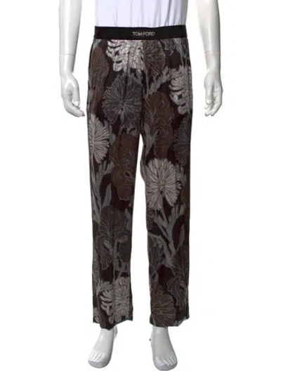 Pre-owned Tom Ford Silk Floral Print Pajama Set In Black