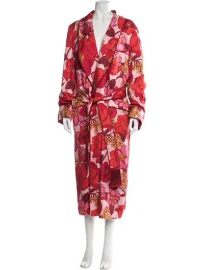 Pre-owned Tom Ford Silk Floral Print Robe In Red