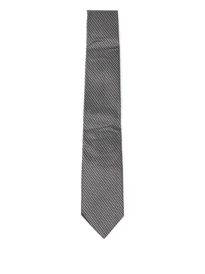 Tom Ford Silk Geometric-pattern Tie In Gray