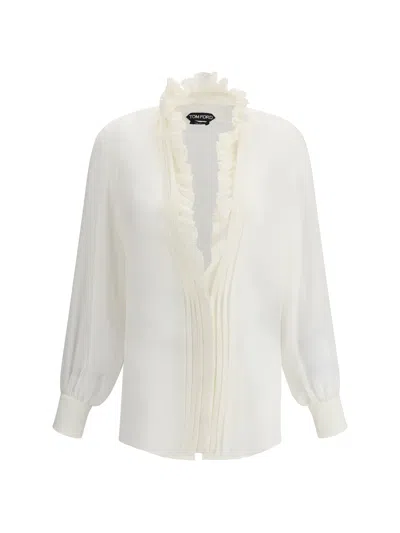 Tom Ford Ruffle-detailed Blouse In White
