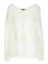 Tom Ford Silk Georgette Blouse With Adjustable Drawstring In Brown