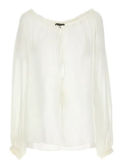 Tom Ford Silk Georgette Blouse With Adjustable Drawstring In White