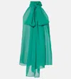 Tom Ford Sleeveless Lavalliere Blouse In Green