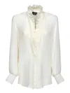Tom Ford Cream Ruffle-detailed Blouse In White