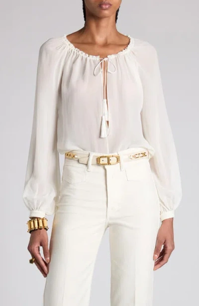Tom Ford Silk Georgette Top In Aw020 Cream