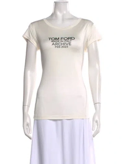 Pre-owned Tom Ford Silk Graphic Print T-shirt In Neutral