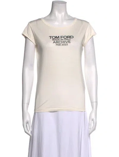 Pre-owned Tom Ford Silk Graphic Print T-shirt In White