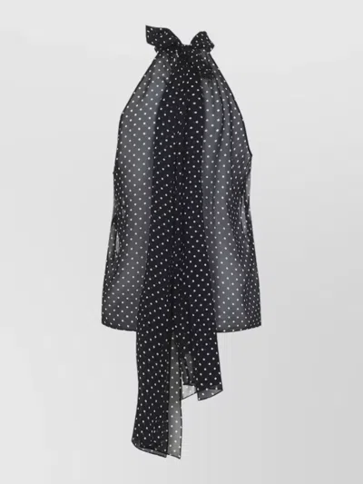 Tom Ford Silk Halterneck Bow Detail Sheer Blouse In Black