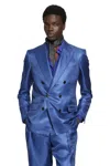 Tom Ford Silk Hopsack Double-breasted Blazer In Blue