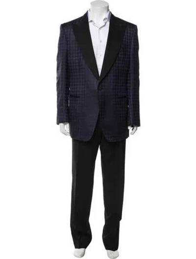 Pre-owned Tom Ford Silk Houndstooth Print Two-piece Suit In Black