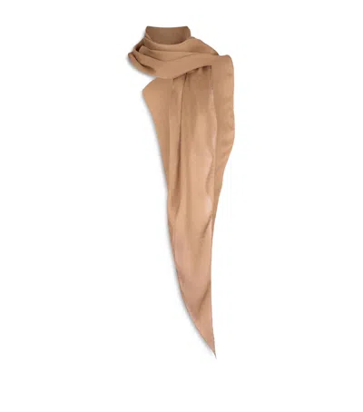 Tom Ford Silk Jacquard Scarf In Beige