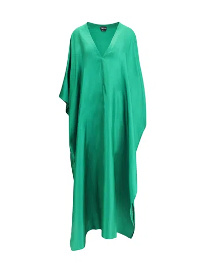 Tom Ford Silk Kaftan Dress In Green