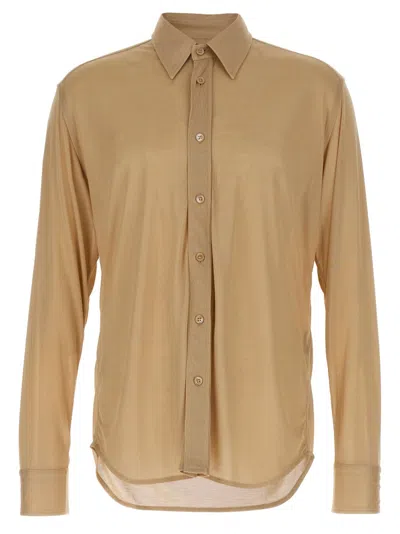 Tom Ford Silk Knit Semi-transparent Shirt In Neutral
