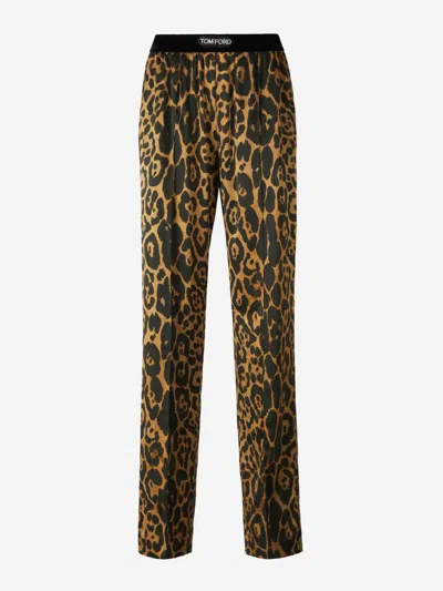TOM FORD TOM FORD SILK LEOPARD PANTS