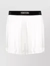 Tom Ford White Shorts With Elastic Waist And Logo Patch On The Waist