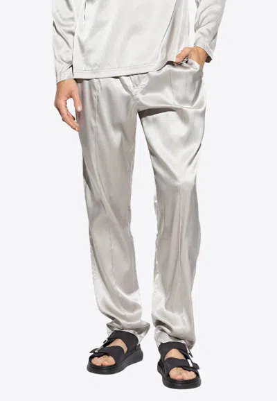 Tom Ford Silk Logo Pajama Pants In White