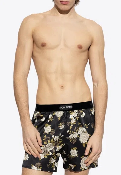 Tom Ford Silk Logo-waistband Briefs In Black