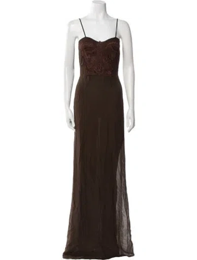 Pre-owned Tom Ford Silk Long Dress In Brown