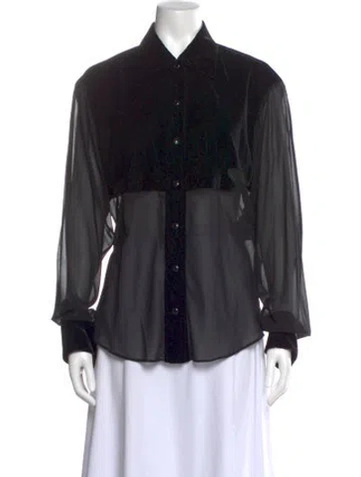 Pre-owned Tom Ford Silk Long Sleeve Blouse In Black