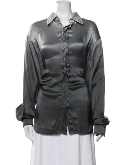 Pre-owned Tom Ford Silk Long Sleeve Blouse In Blue